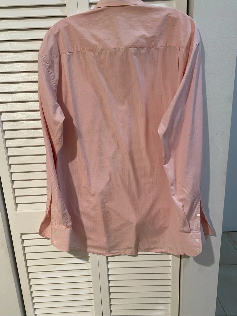 Gucci Pink Striped Long Sleeve Shirt with Black Logo Label.